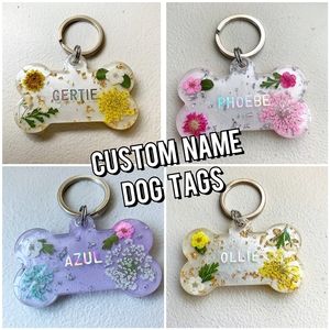 2 Small Handmade Custom Name Resin Dog 🐶🐾🐾Tag